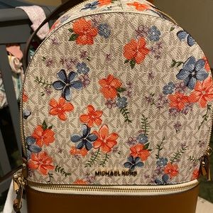 'Rhea Medium Floral-Printed Logo and Leather
